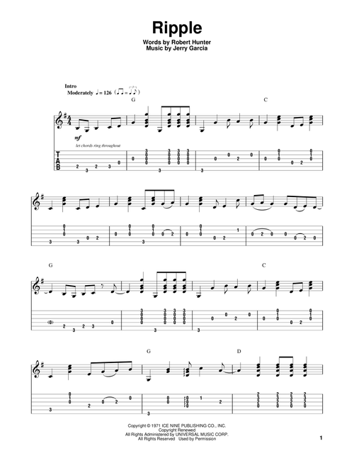 Ripple - Grateful Dead (Guitar Tab Play-Along)