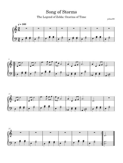 Song Of Storms - The Legend of Zelda: Ocarina of Time, Easy
