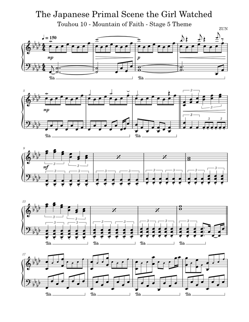 The Primal Scene of Japan the Girl Watched Sheet Music for