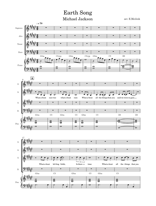 Earth song – Michael Jackson SATB Choir