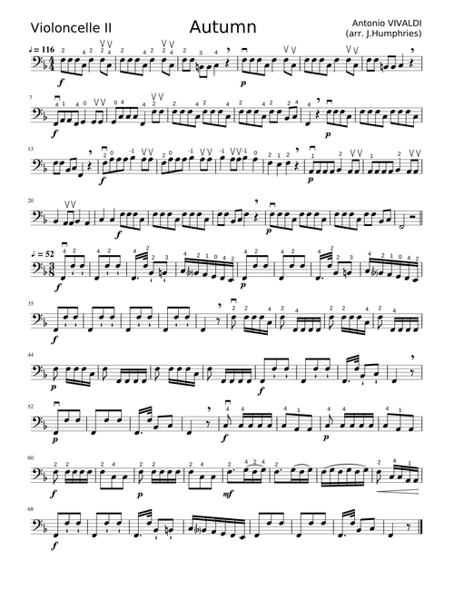Vivaldi Autumn Cello Duet - Violoncelle II