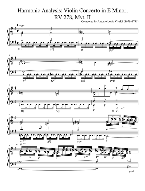 Harmonic Analysis: Violin Concerto in E Minor, RV 278