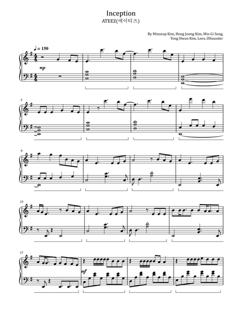 Inception (Arr. poon) - Ateez (Piano Solo)