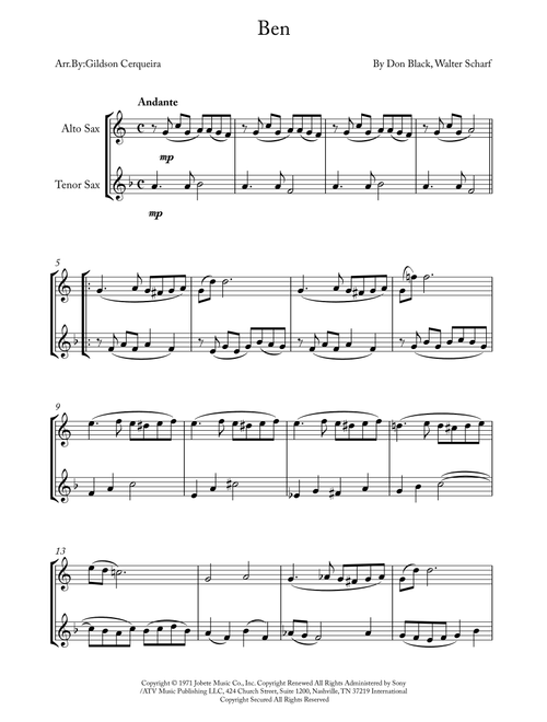 Ben (Arr. Gildson Cerqueira) - Michael Jackson (Instrumental Duet)