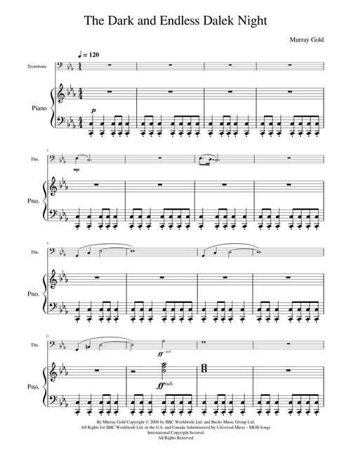 The Dark And Endless Dalek Night (Arr. Dan Wattis) - Murray Gold (Trombone and Piano)