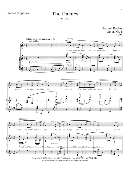 The Daisies - Samuel Barber (Piano Vocal)