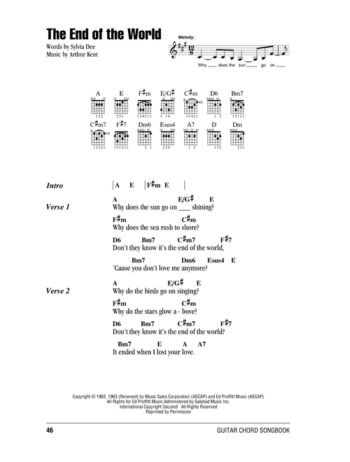 The End Of The World - Carpenters, Skeeter Davis (Guitar Chords-Lyrics)