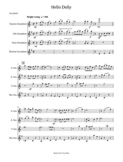 Hello Dolly - Saxophone Quartet
