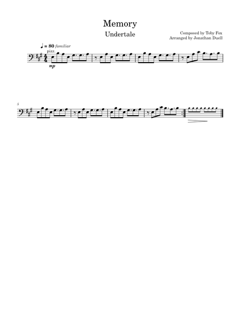 Memory – Toby Fox – Undertale OST: 034 for Cello Solo