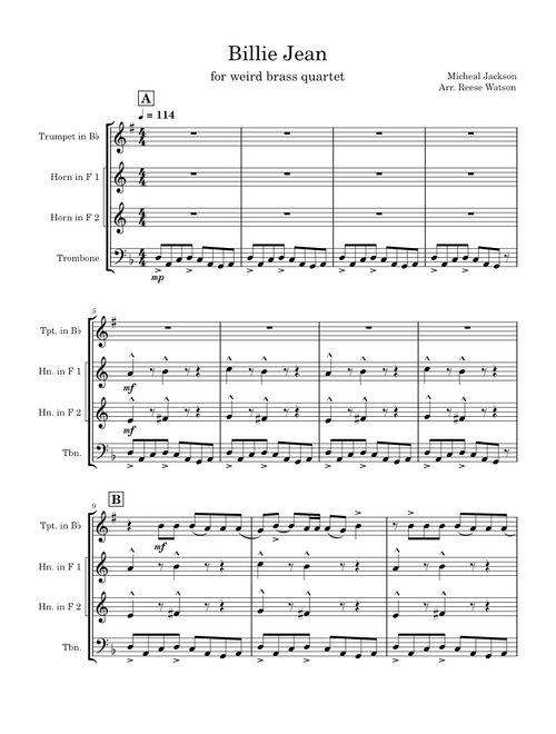 Billie Jean – Michael Jackson (Brass Quartet)