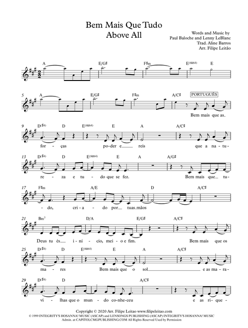 Above All (Arr. Filipe Leitão) - Rebecca St. James (Large Ensemble)
