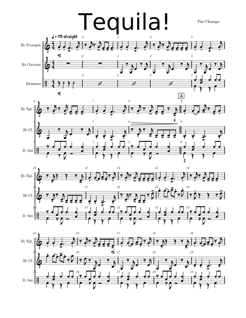 Tequila The Champs Sheet music for in bflat, Trumpet in b