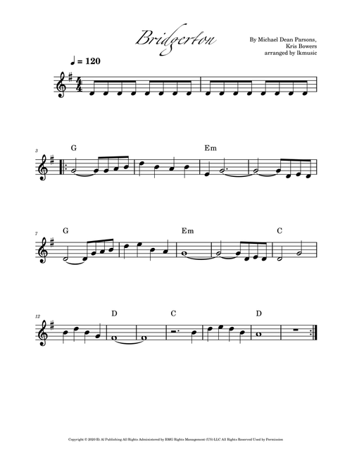 Bridgerton Main Title (Arr. Lkmusic) - Kris Bowers, Michael Dean Parsons (Flute Solo)