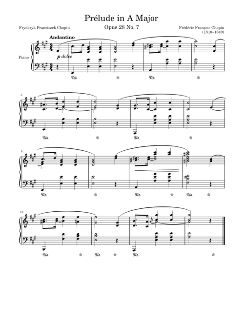 Prélude Opus 28 No. 7 in A Major – Chopin