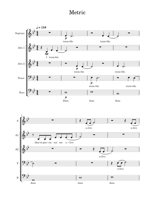 Help I'm Alive – Metric Help I'm Alive SATB
