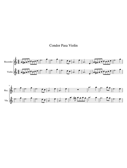 EL Condor Pasa Violin y Flauta