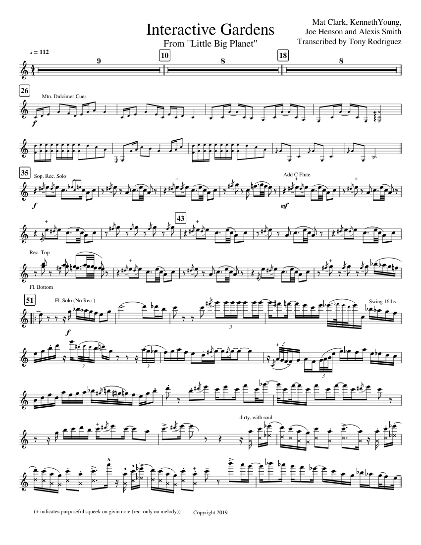 Little Big Planet - Interactive Gardens - Flutes Only Sheet Music