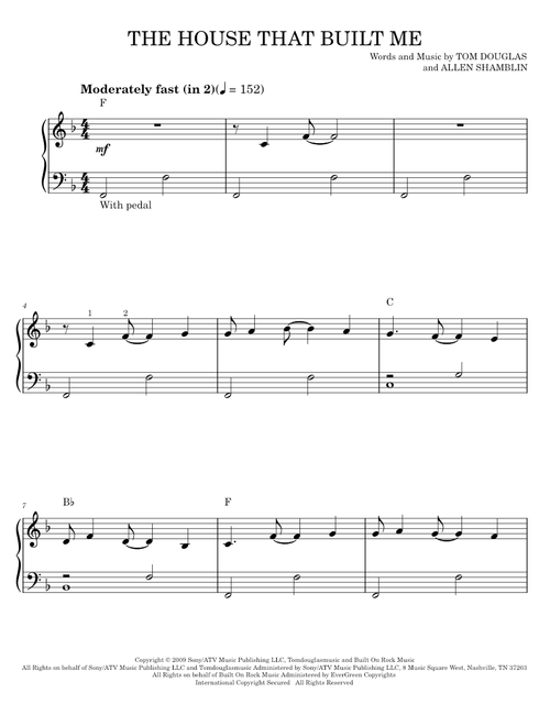 The house that built me - Miranda Lambert (Easy Piano)