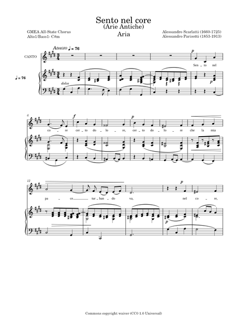 Sento Nel Core – Alessandro Scarlatti Sento nel core A1B1 C#m