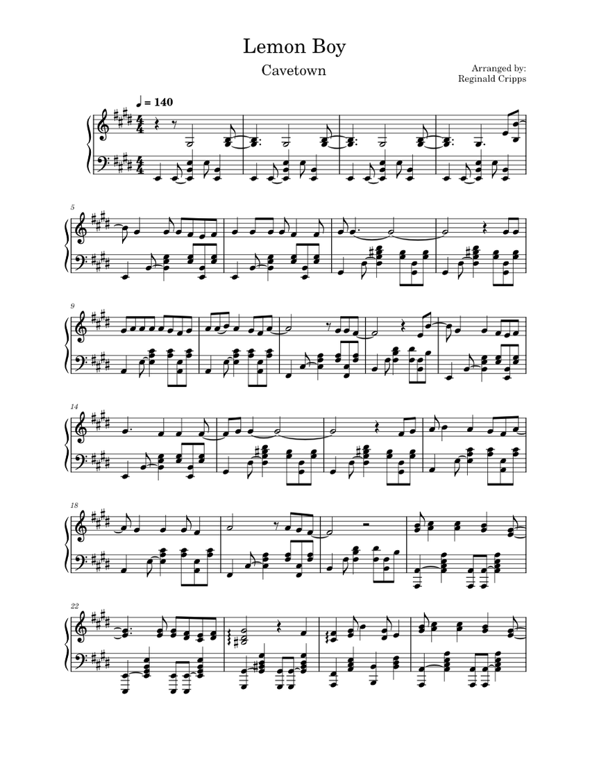 Lemon boy – cavetown Sheet music for Piano (Solo) | Musescore.com