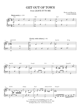 Free Get Out Of Town by Cole Porter sheet music | Download PDF or
