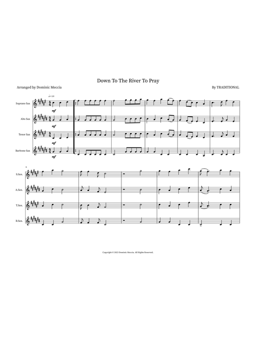 Down To The River To Pray (Arr. Dominic Meccia) - Traditional (Small Ensemble)