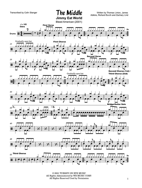 The Middle (Arr. Colin Stanger) - Jimmy Eat World (Drums)