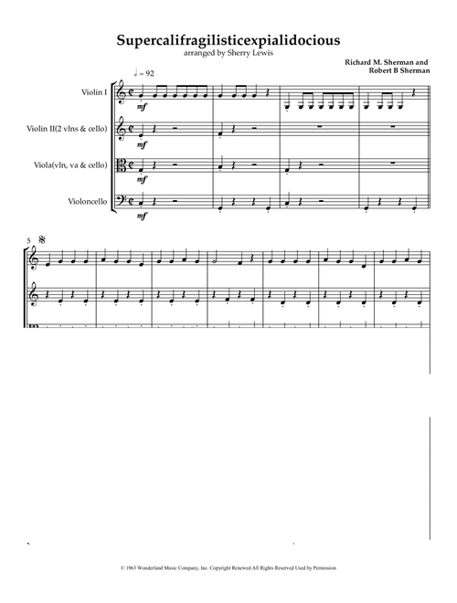 Supercalifragilisticexpialidocious (Arr. Sherry Lewis) - Richard M. Sherman, Robert B. Sherman (String Ensemble)