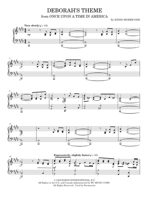Deborah's Theme (Once Upon a Time in America) - Ennio Morricone (Piano Solo)