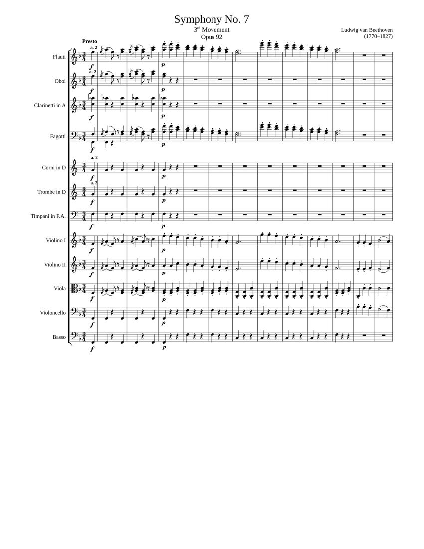 Symphony No. 7, 3rd Movement Sheet music for Flute, Oboe