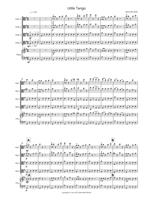 Little Tango for Beginning Viola Quartet - David Burndrett (Viola Solo)