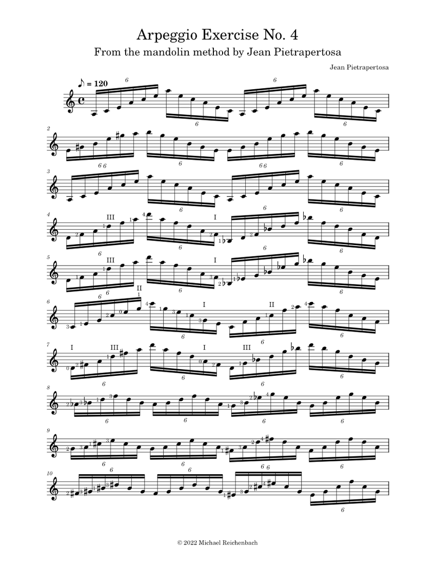 Arpeggio Exercise in A minor Jean Pietrapertosa From the mandolin