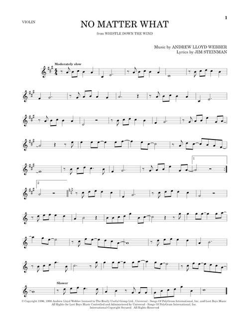 No Matter What (from Whistle Down the Wind) - Boyzone (Violin Solo)