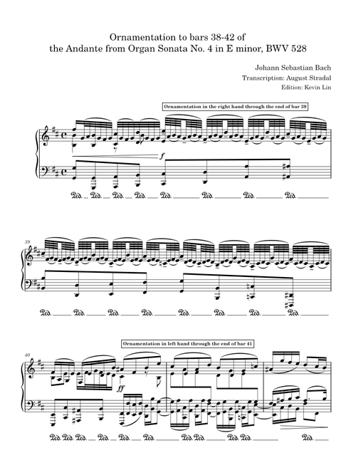 Organ Sonata No.4 in E minor, BWV 528 – Johann Sebastian Bach (ornamentation to the Andante movement transcribed by August Stradal)
