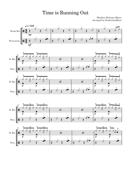 Time is Running Out - Drumset + Percussion (CLICK THE MIXER :)