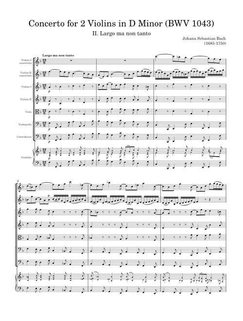 Concerto for 2 Violins in D Minor (BWV 1043): II. Largo ma non tanto