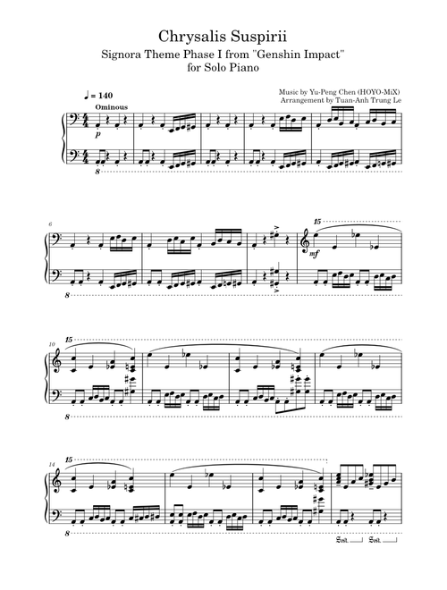 Chrysalis Suspirii, La Signora Theme Phase I from "Genshin Impact", Piano Arrangement – Yu-Peng Chen