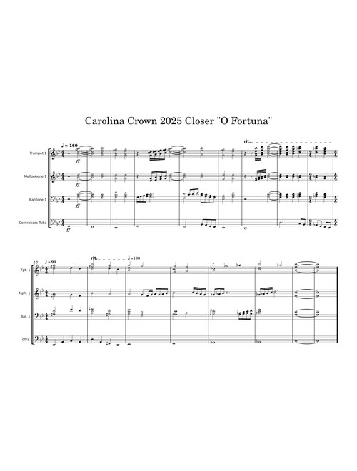 Carolina Crown 2025 Closer "O Fortuna" - Brass Transcription
