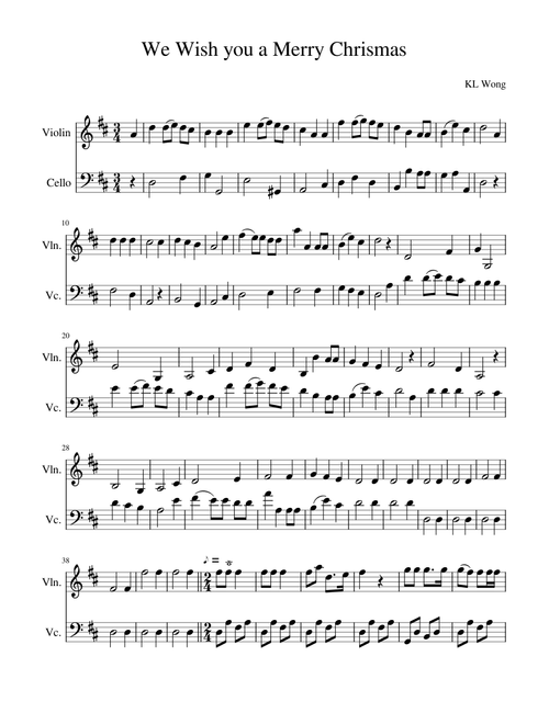 We Wish you a Merry Christmas + Jingle Bell Easy Arrangement Duet Violin + Cello