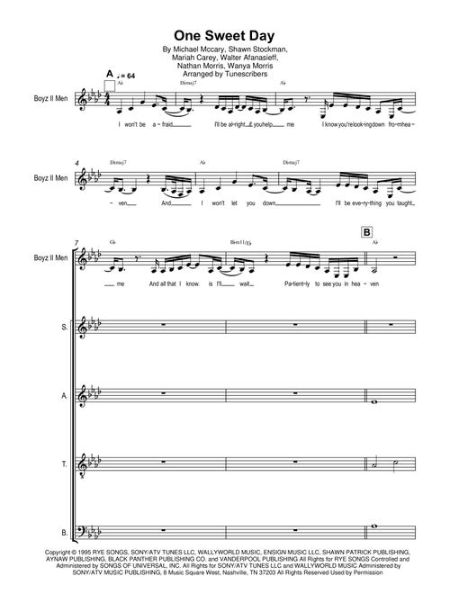 One Sweet Day (Arr. Tunescribers) - Michael McCary, Mariah Carey, Wanya Morris (Vocal Solo)
