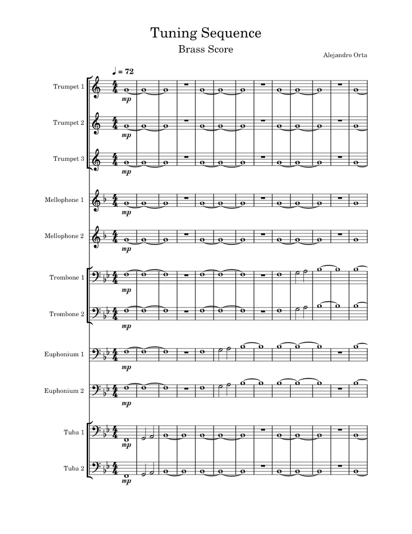 Tuning Sequence Sheet music for Trombone, Euphonium, Tuba, Mellophone