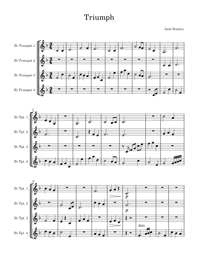 Triumph Sheet music for Trumpet in bflat (Brass Quartet)