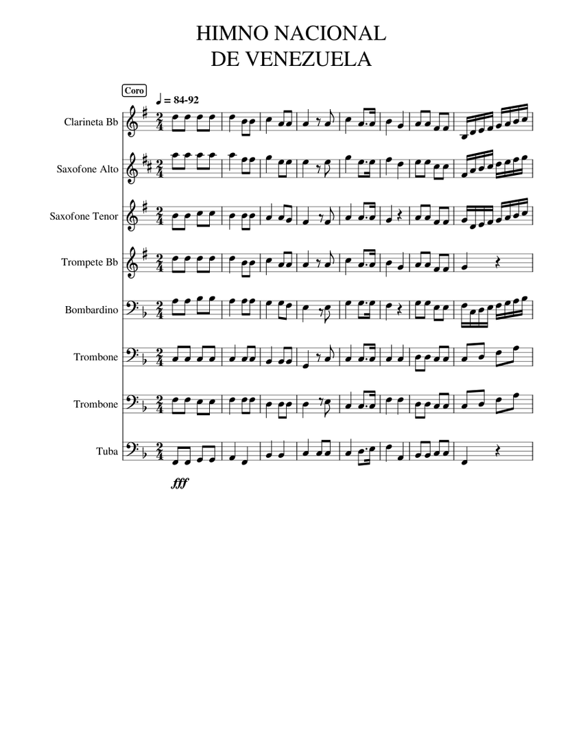 HIMNO_NACIONAL_DE_VENEZUELA Sheet music for Trombone, Euphonium, Tuba