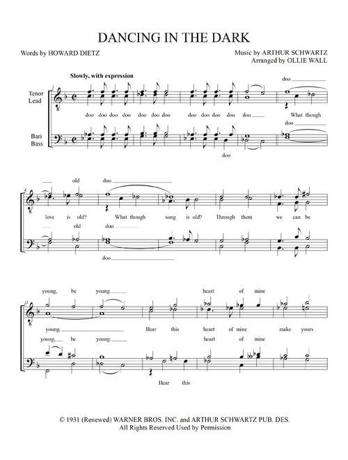 Dancing In The Dark (Arr. Ollie Wall) - Artie Shaw & His Orchestra (Choral, TTBB)