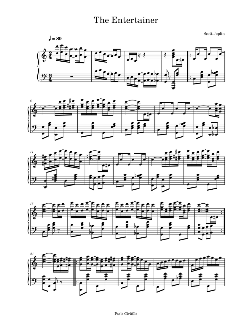 The entertainer – Scott Joplin The_Entertainer Sheet Music for Piano ...