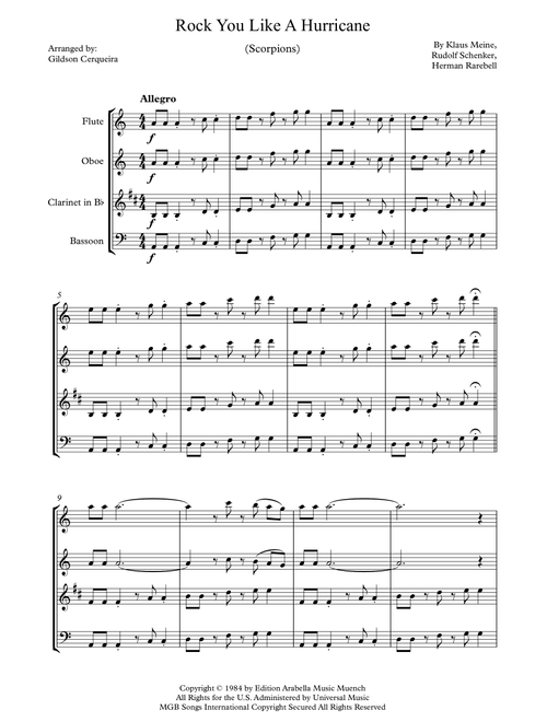 Rock You Like A Hurricane (Arr. Gildson Cerqueira) - Scorpions (Woodwind Ensemble)