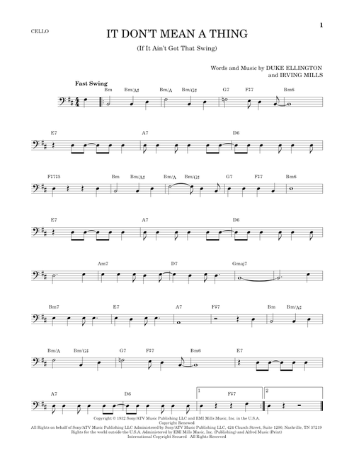 It Don't Mean A Thing (If It Ain't Got That Swing) - Duke Ellington (Cello Solo)