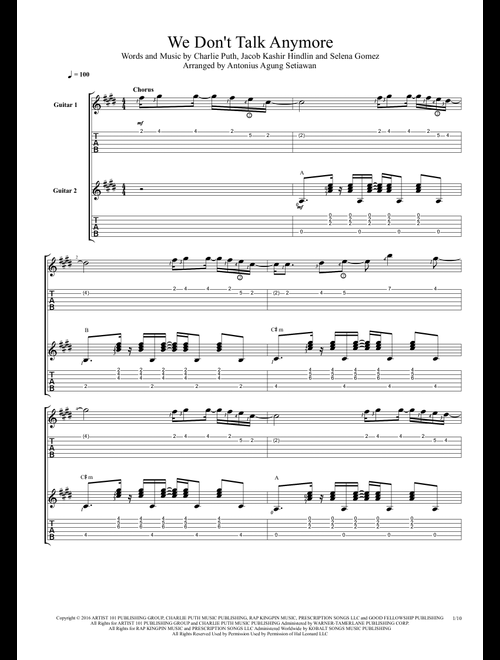 We Don't Talk Anymore (Arr. Antonius Agung Setiawan) - Charlie Puth feat Selena Gomez (Guitar Ensemble)