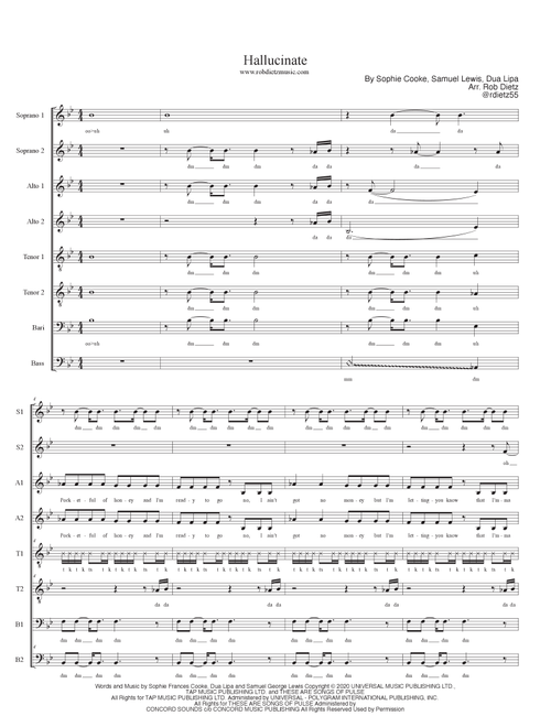 Hallucinate (Arr. Rob Dietz) - Dua Lipa (Choral, SATB divisi)