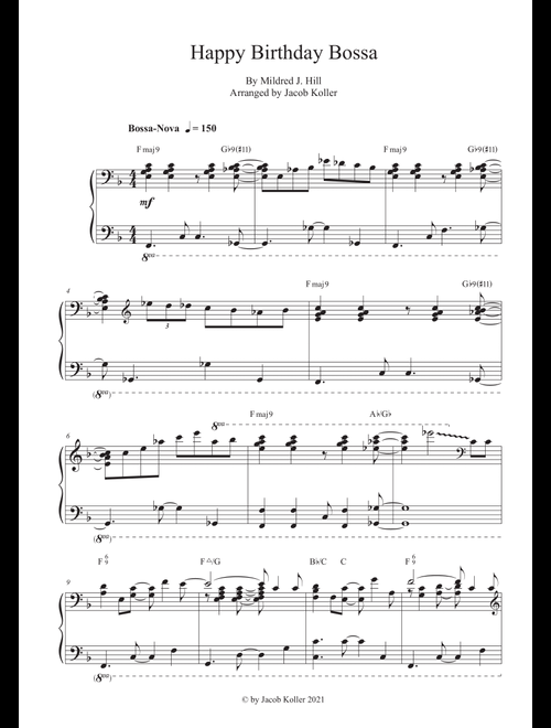Happy Birthday (Jazzy Bossa-Nova Style) (Arr. Jacob Koller) (Piano Solo)